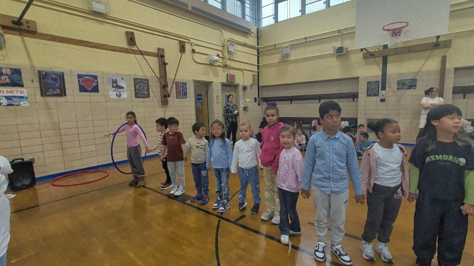 Family Fitness Day — students and parents stretching